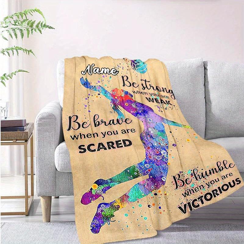 Jumping To Play Volleyball Customize Your Name Blanket Used For Chair Office Sofa Bed Camping Soft And Warm Giving Friends And Relatives Birthday