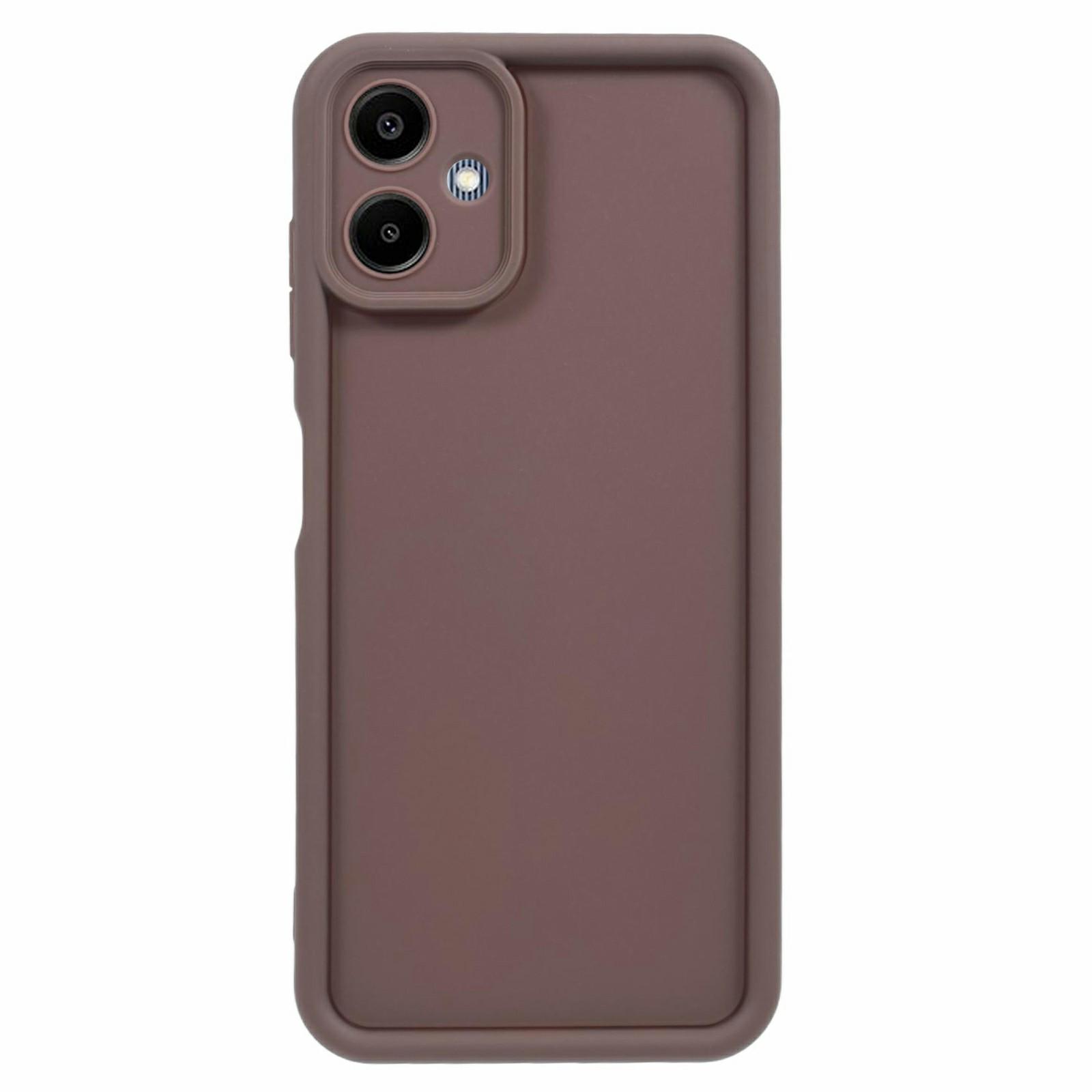

For Samsung Galaxy A06 5G Case Grooved Design TPU Anti Slip Phone Cover Brown