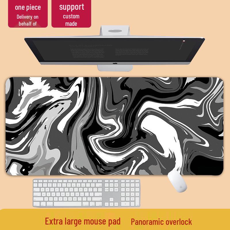 

Аниме Большой Игровой Коврик для Мыши с Обработанным Краем - Утолщенный Настольный Коврик для Клавиатуры и Мыши Black and White Fluid