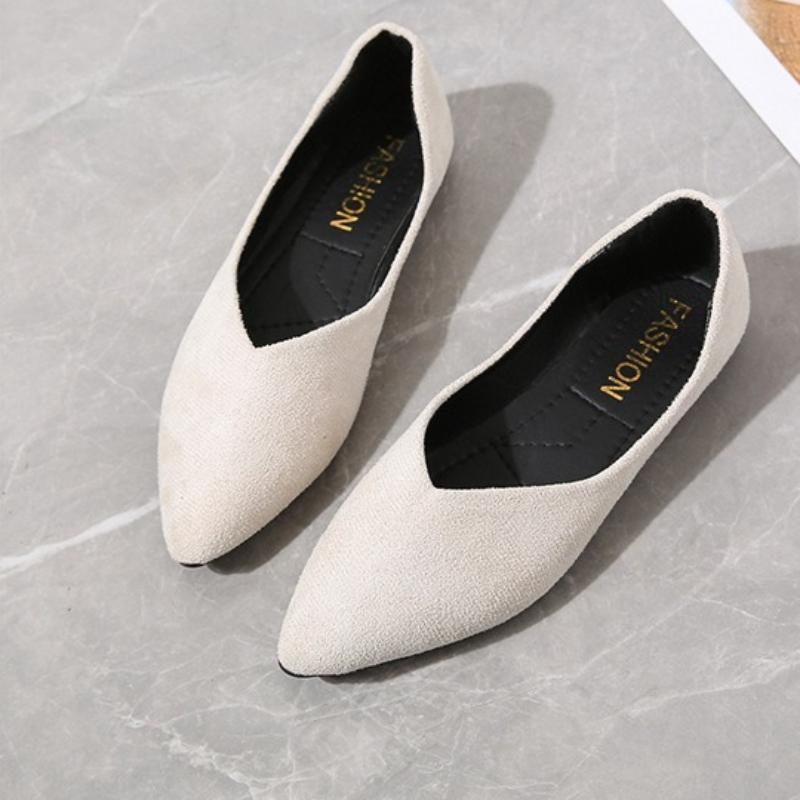 Scarpe Basse da Donna a Punta Mocassini Slip-On in Pelle Scamosciata Scarpe Piatte Comode Ballerine Morbide Scarpe Eleganti da Ufficio Disponibili in Taglie Forti