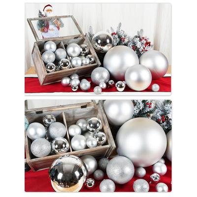 Enfeites de Natal Pendentes com Glitter Prata: Bolas de Plástico Brilhantes 6-30CM para Decorações Festivas