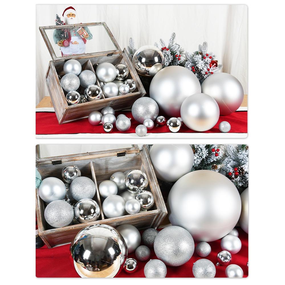 Silver Glitter Christmas Hanging Ornaments: Shiny Plastic Balls 6-30CM for Festive Decorations