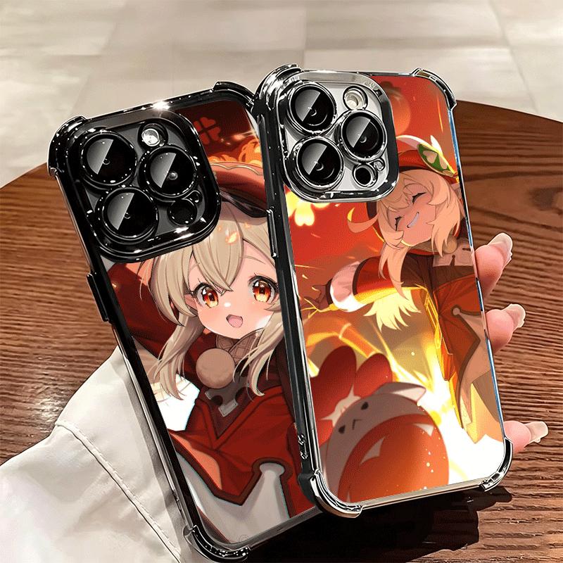 Genshin Impact Klee Plating Phone Case For Iphone 16 17 Pro Max Air 16E 14 15 Plus 12 13 Mini Anti-Fall Airabag Cover