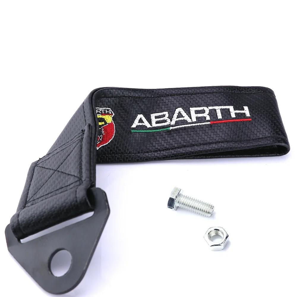 Car tow strap for ABARTH emblem Towing Rope Belt carbon fiber style cloth bumpers glue sticker fit fiat Alfa Romeo ferrari HS8