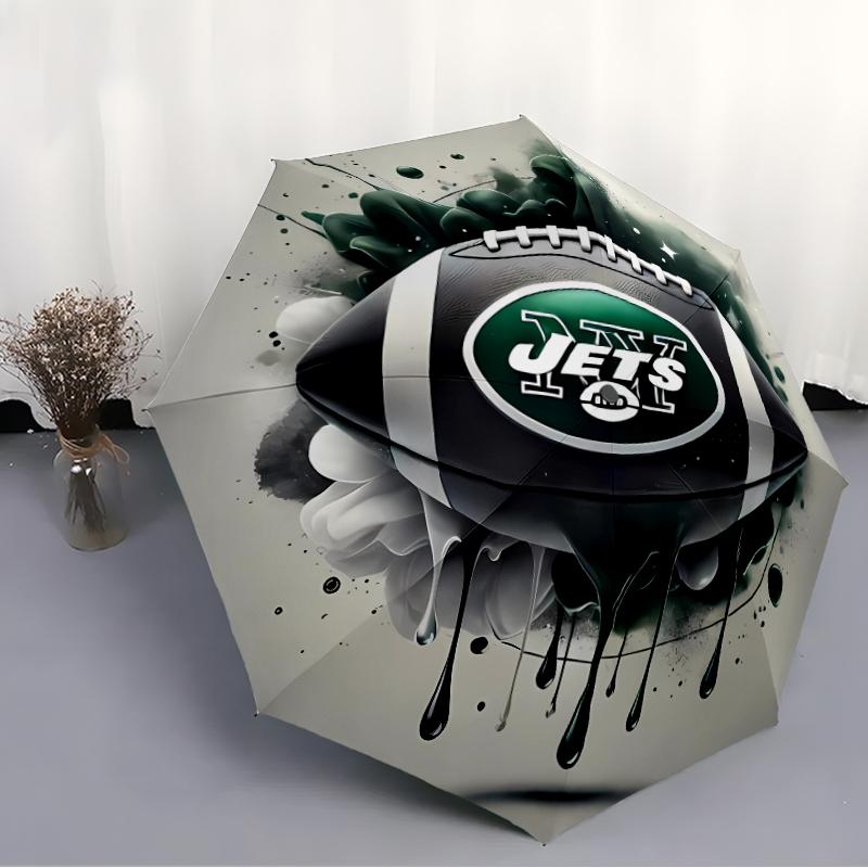 Printed New York Jets logo Folding Umbrella,Outdoor,Leisure,And Travel Umbrella,Durable Umbrella Fabric,Birthday And Holiday Gift