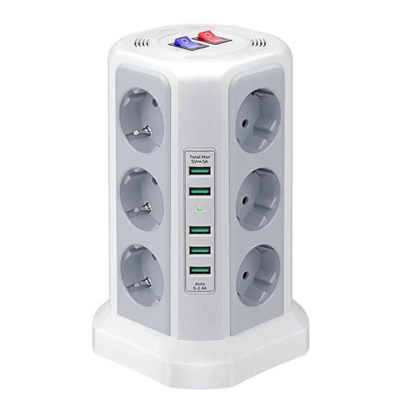 

Power Strips Vertical Plug Tower Socket Extension Cord Surge Protector Multiple Plug Electrical Socket Easy to Use