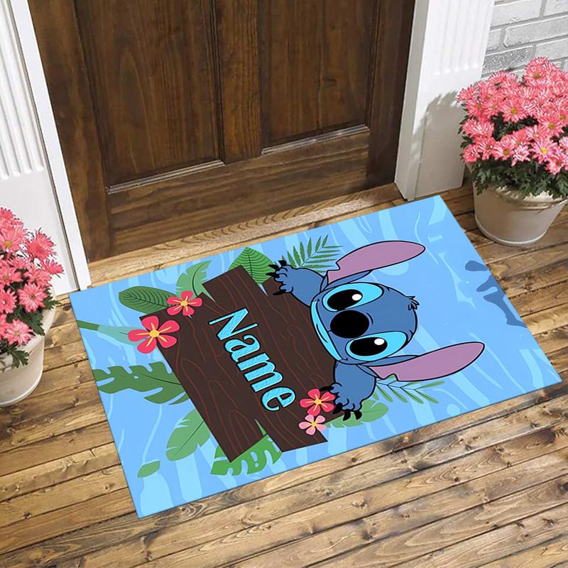 Personalized Name Stitch Paradise Living Room Non-Slip Area Rug Soft Carpet for Bedroom Kids Playroom Sofa Office Home Decor Doormat