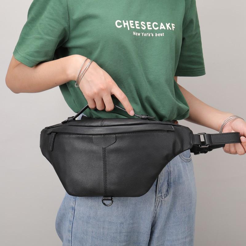 Real Leather Men s Waist Bag Multifunctional Chest Fashionable Versatile Genuine Crossbody Trendy