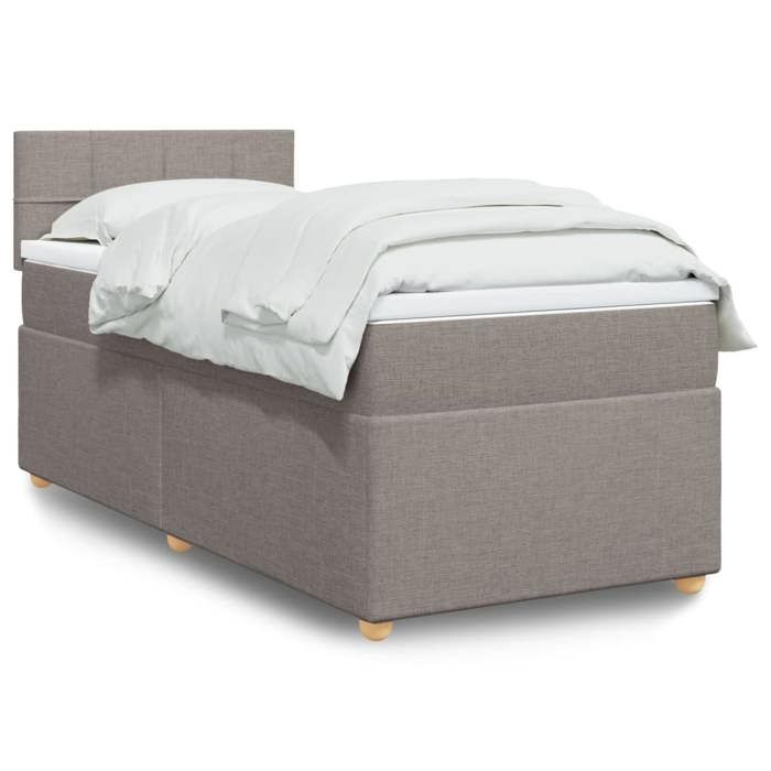 VidaXL Sommier à lattes de lit avec matelas Taupe 90x200 cm Tissu 3288867