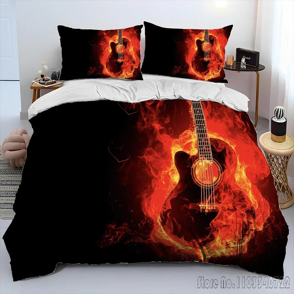 Set Copripiumino 3D Chitarra Classica Chitarra Elettrica Copripiumino HD per Set Letto per Bambini Biancheria da Letto Decorazione Camera da Letto