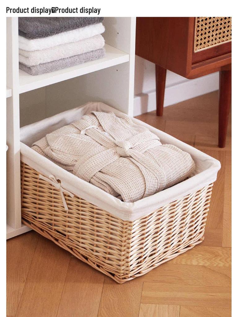Woven Bamboo Fabric Storage Basket for Snacks and Sundries