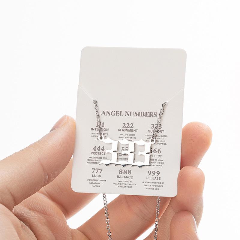 Angel Number Necklace for Women: Stainless Steel 000-999 Pendant Clavicle Chain