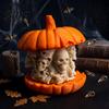 Halloween Skull Pumpkin Decor 3D Printed Figurine Gothic Skeleton Statue Spooky Sculpture Creepy Ornament for Home Office Holiday Party Statue