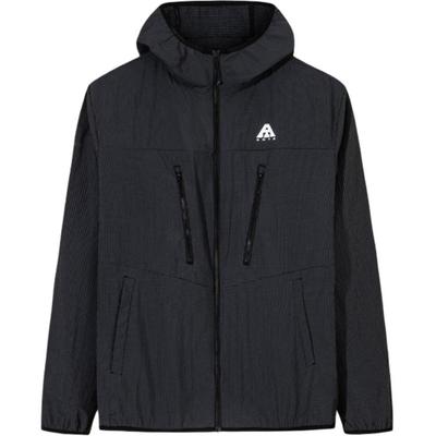 Série Confortável para Exterior Jaqueta Simples com Capuz Solta com Zíper Jaqueta Masculina Básico-Preto 952526604-3