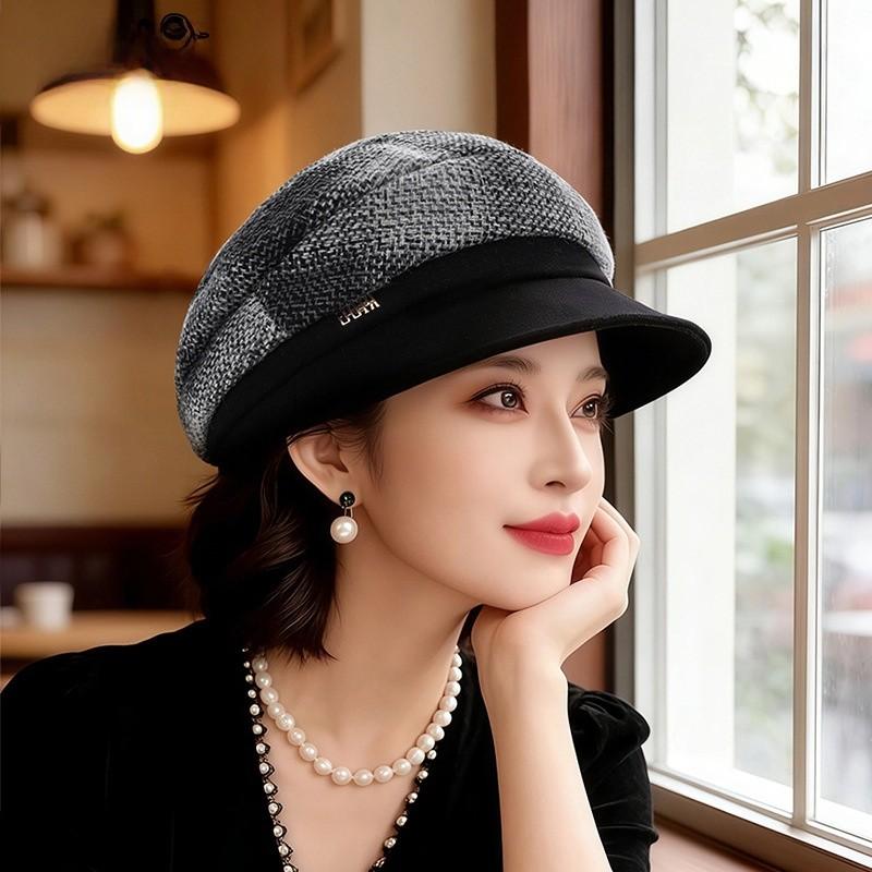 Fashionable Wool Mix Round Top Beret With Short Brim For Spring And Fall