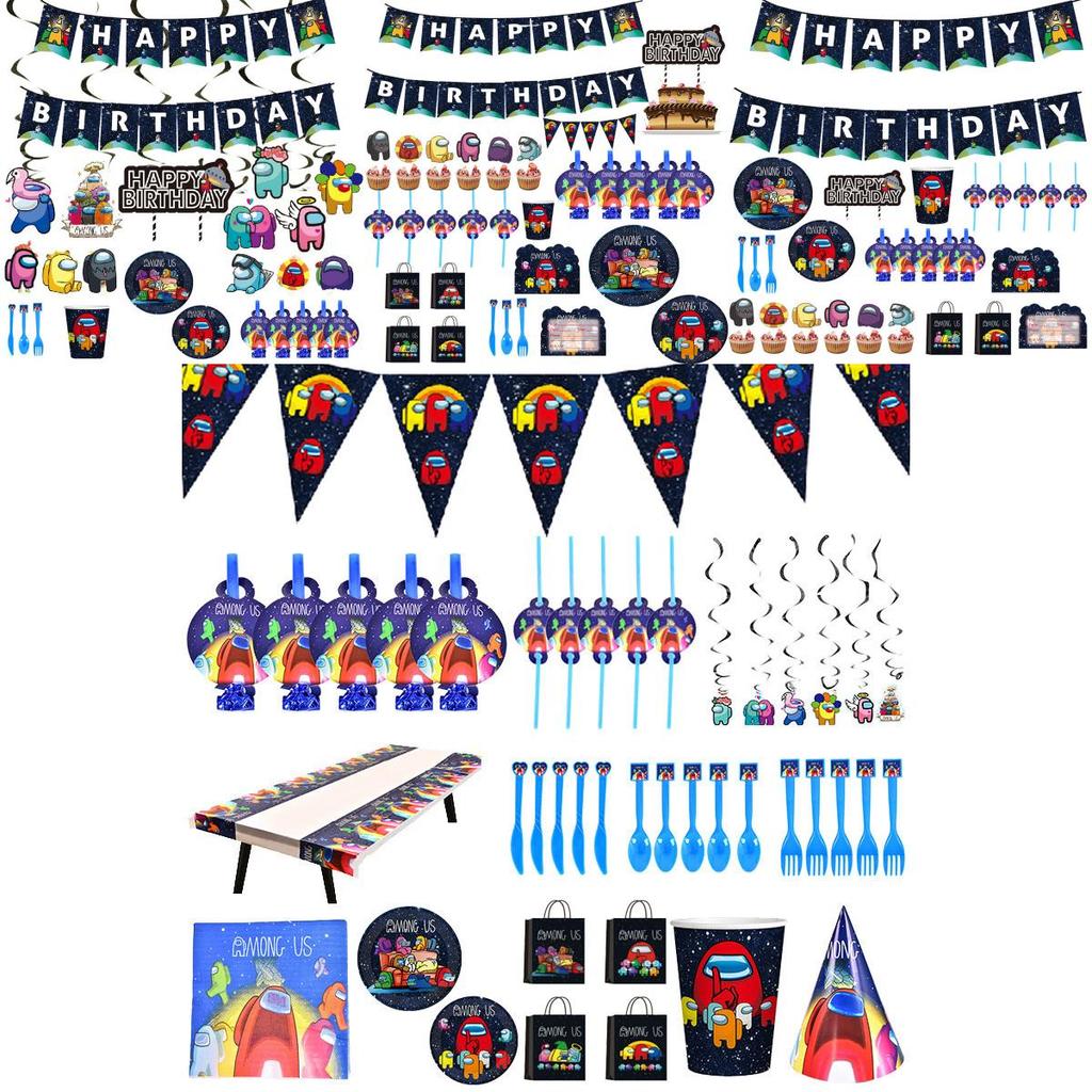 Birthday Theme Party Supplies Decoration Kids Plate Tablecloth Banner