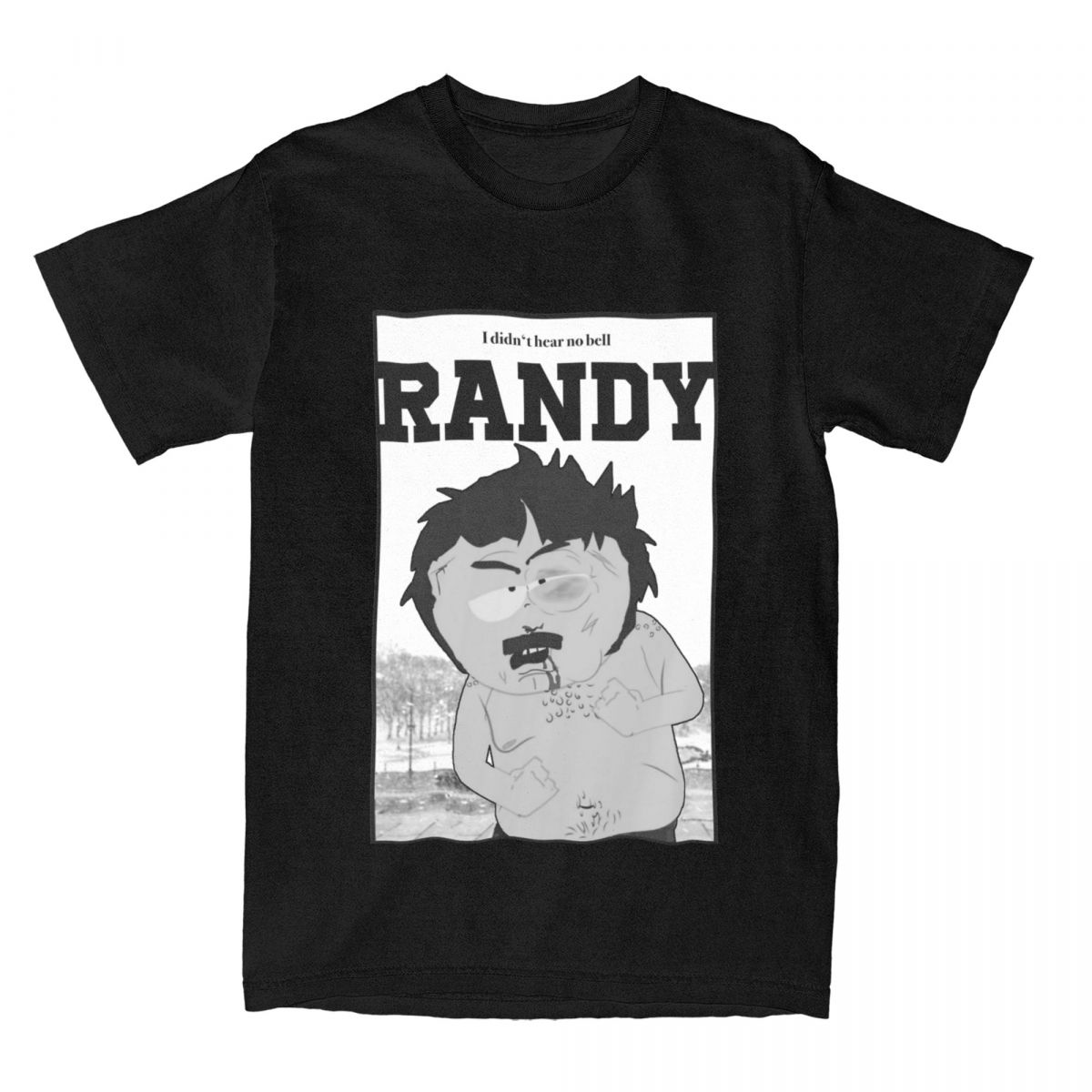 

Футболка Southpark Randy I Didn t Hear No Bell для чоловіків Мультяшна Крута Футболка з Чистої Бавовни з Круглим Вирізом та Коротким Рукавом Одяг XXXL чорний