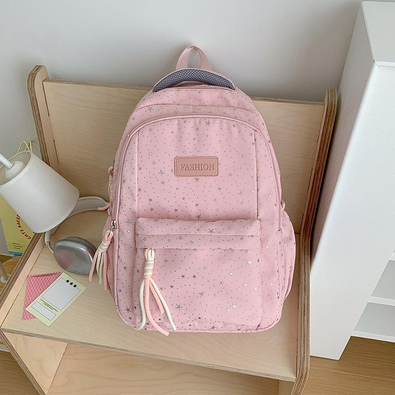 Schoolbag High-value Schoolbag for Girls, Cute and Sweet Stars for Junior High School Students, Light and Large-capacity Backpack Wholesale