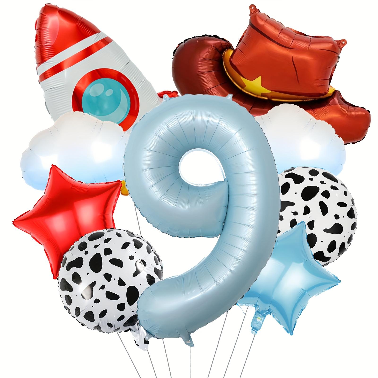 

9Pcs Cloud Rocket Cowboy Hat Balloon Set Digital Numbers for Birthday Western Party Baby Shower Christening Wedding Celebration 40inch
