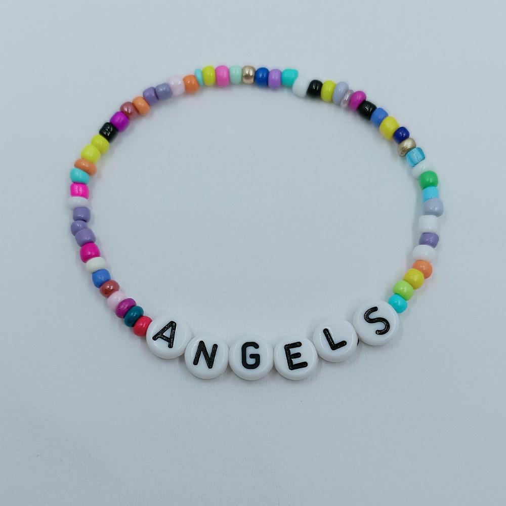 Colorful Beaded Bracelet Rainbow Friendship Bracelet Elastic Stretch Letter Beaded Bracelets for Kids Girls