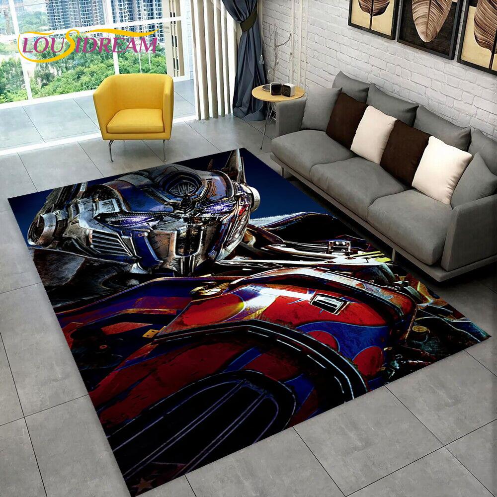 3D Transformers Cartoon Autobots Teppich für Zuhause Wohnzimmer Schlafzimmer Sofa Fußmatte Dekoration, Kinderzimmer Teppich Rutschfeste Bodenmatte Geschenk