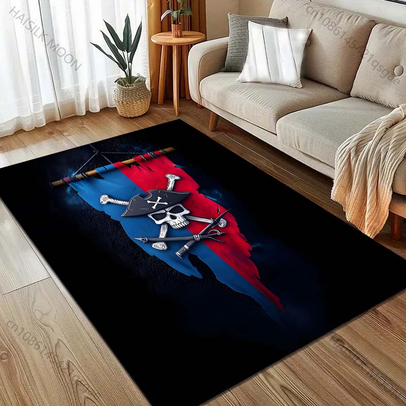 1PC Pirate Flag Print Carpet for Living Room Bedroom Bedside Sofa Floor Mat Modern Home Decor Aisle Corridor Area Rug