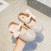 Girls Shiny Princess Shoes Little Kids Mary Jane Shoes for Party Wedding Fashion Children Sweet Pearls Shoes with Bow-knot