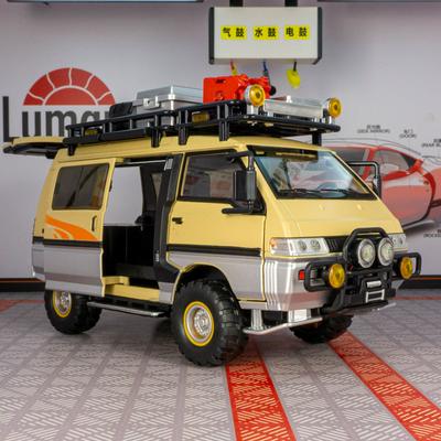 Simulation Delica Outdoor Camping Van Alloy Model Car Ornaments Acousto-optic Shock-absorbing Toys