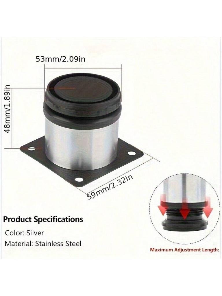 4pcs Stainless Steel Furniture Leg Adjustable Table Feet Replacement Cabinet Sofa Metal Foot With Screws Furniture Hardware