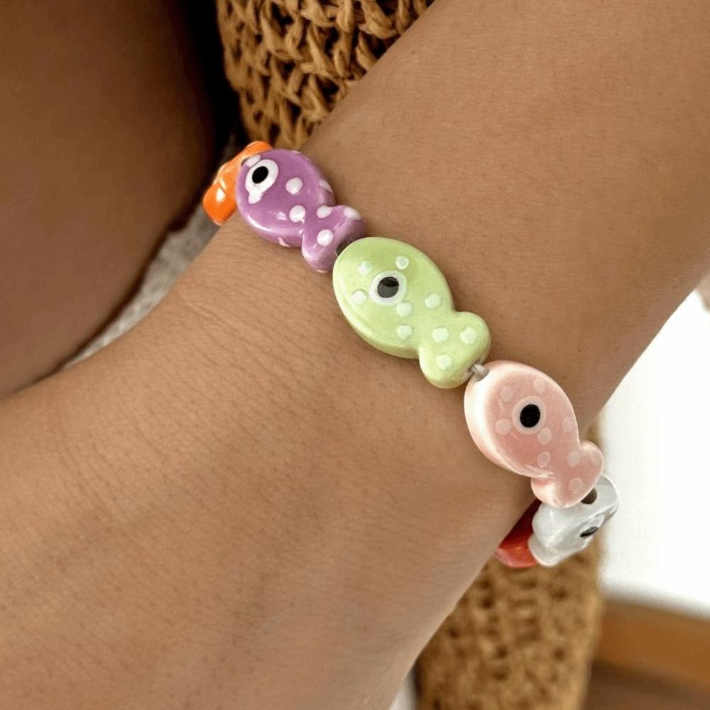 Boho Small Fish Bracelet Beaded Bohemian Beach Jewelry Retro Fish Bangle Jewelry Gifts