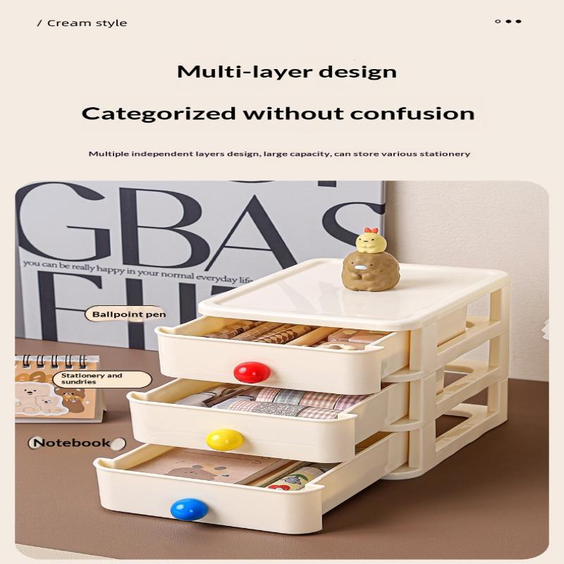 Dopamine Desktop Storage Cabinet Drawer Type Student Desk Stationery Storage Box Hair Tie Hair Clip Jewelry Organizer