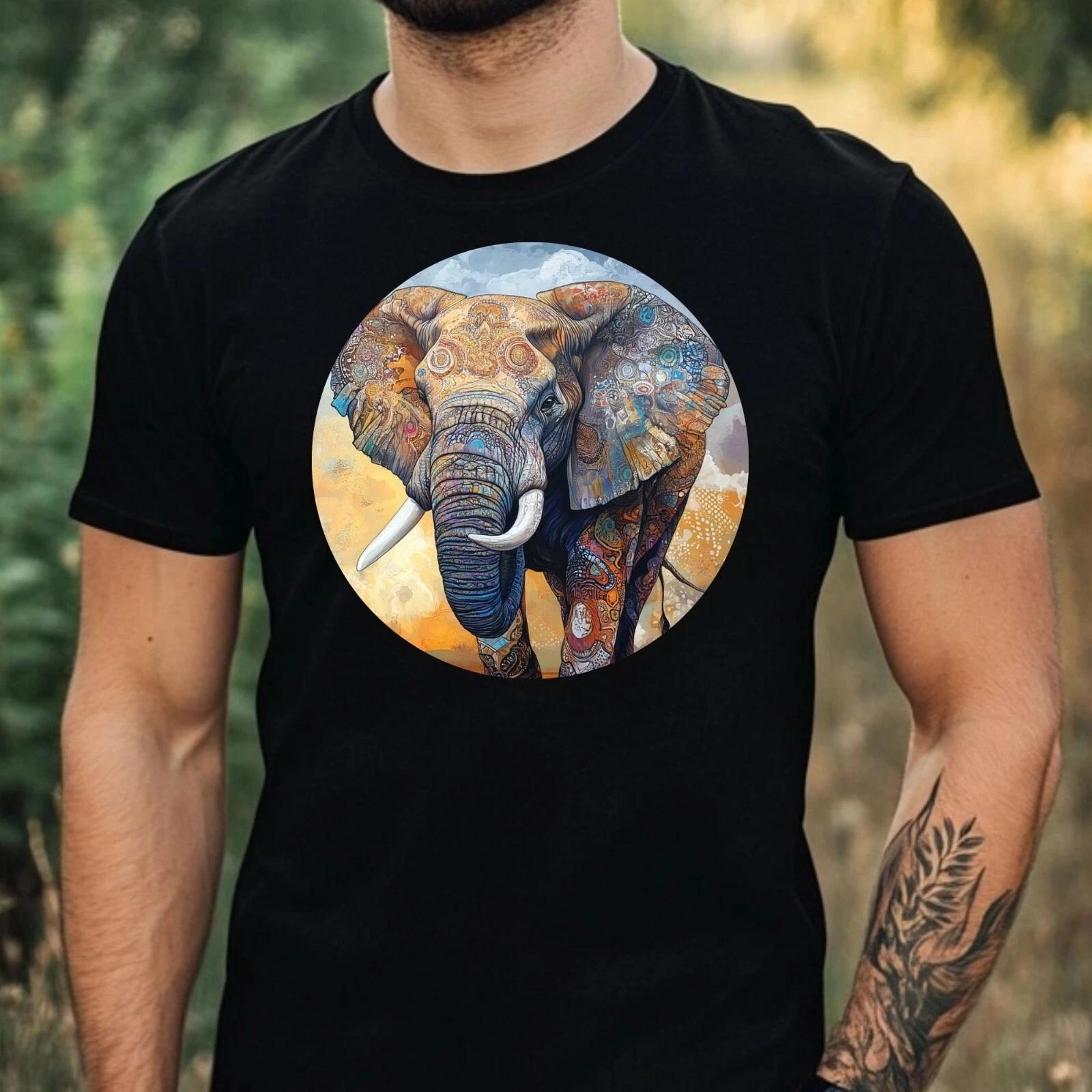 T-Shirt Herren Elefant Portrait Motiv Baumwolle Größe XS bis 5XL XXL
