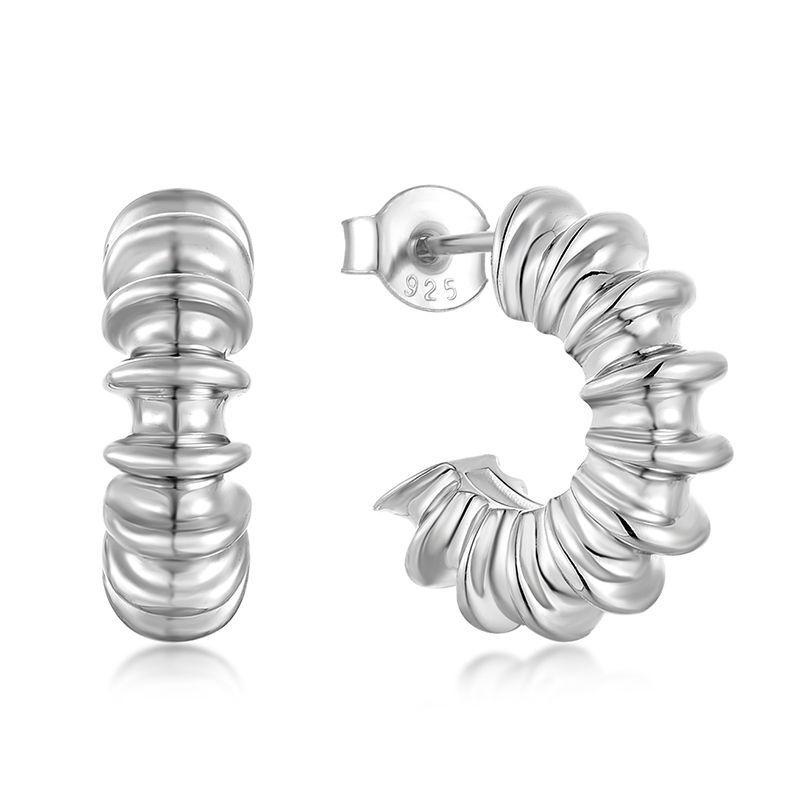 European Retro Copper-Plated White Gold Earrings: Versatile Fashion Studs, Ear Cuffs, Drops & Hoops for Women