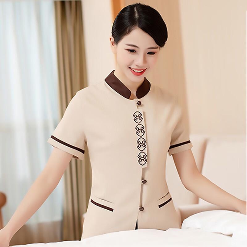 Teluoman Short-Sleeve Housekeeping Work Uniform Top