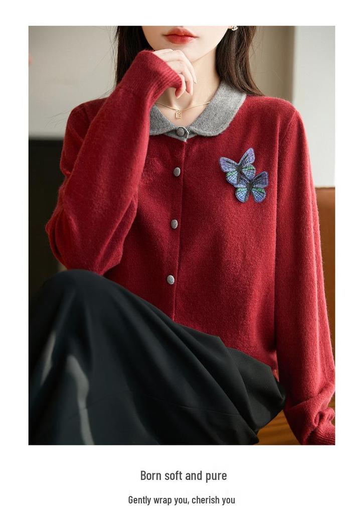 Doll Collar Women's Knit Cardigan - Versatile, Stylish, Loose Wool Coat for Autumn/Winter