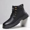 Winter high-top Martin boots men's leather thick-soled casual velvet warm wool cotton boots men's short boots trendy tooling boots