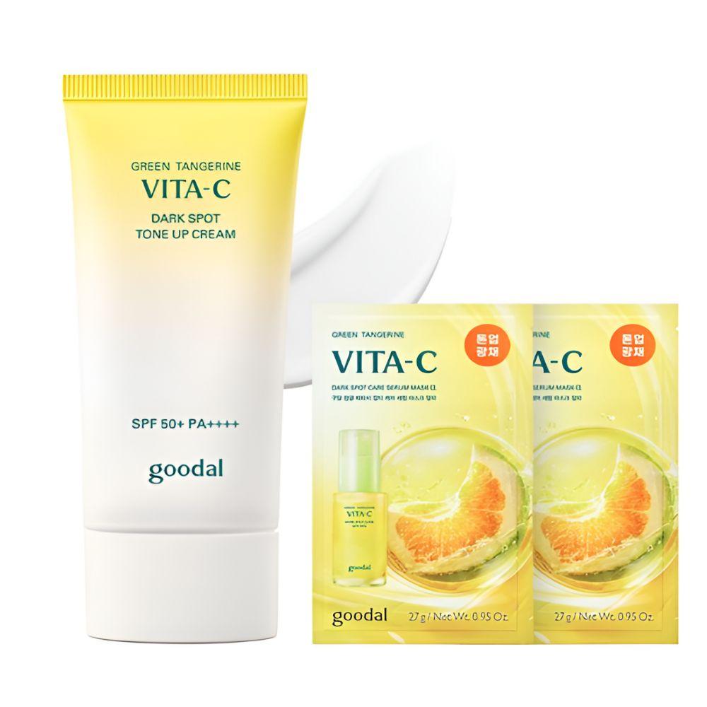 

Goodal Green Tangerine Vita C Dark Spot Tone-Up Cream AD Brightening Face Cream 50ml + Serum Mask Pack 2pcs