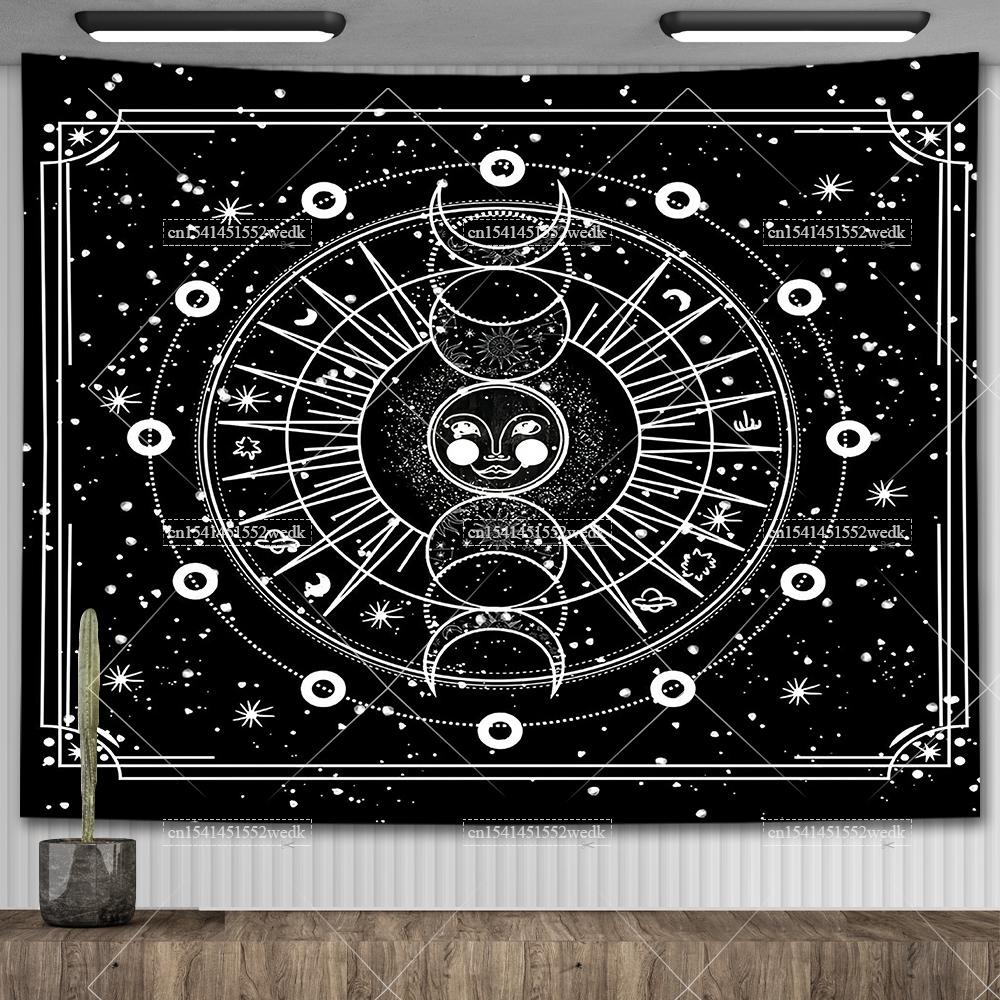 Zodiac Astrology Constellation Tapestry Indie Hippie Sun Moon Tapestry Tarot Astrology Altar Tablecloth Aesthetic Room Decor