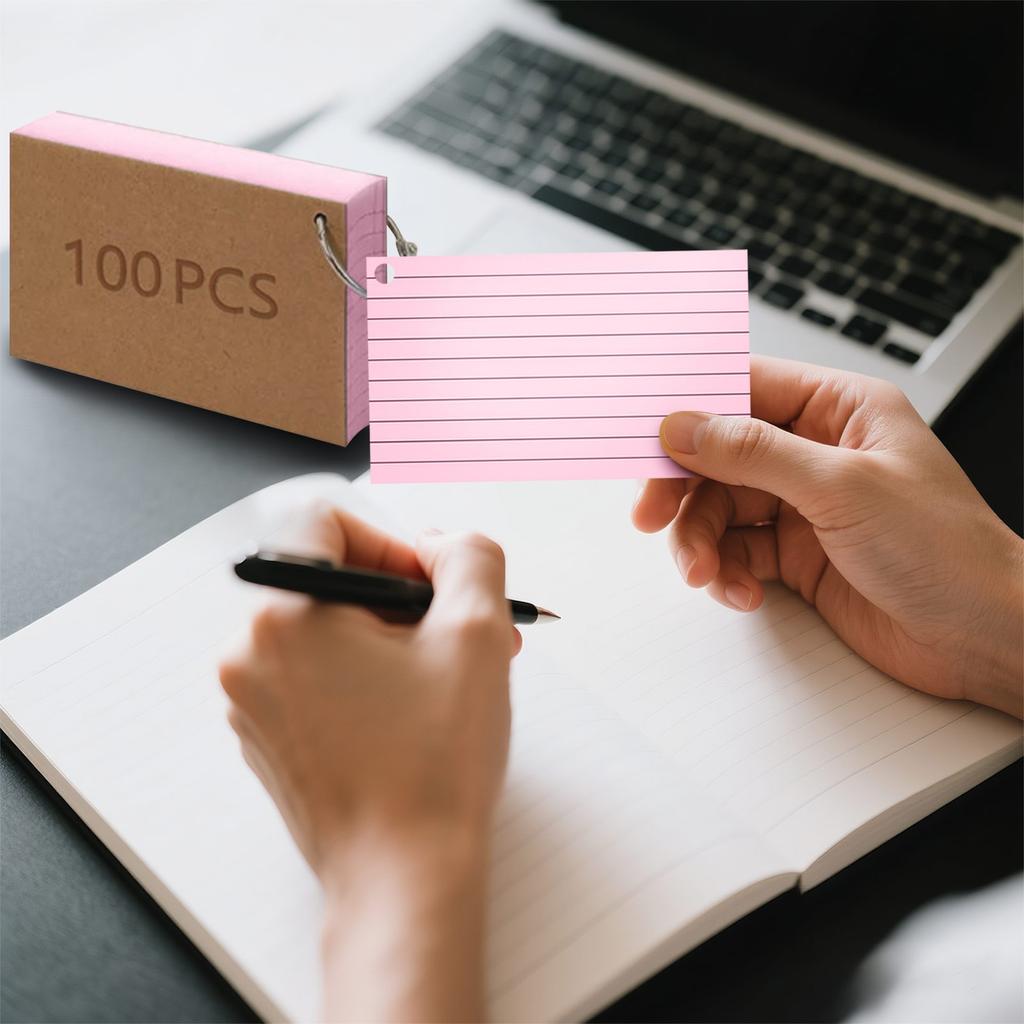 Lined Colored Index Cards Memo Pad Blank Flashcards Notepad Pre Hole PUnched Office Supplies Portable Pocket Notebooks Learning