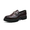 Pointed leather shoes autumn new British heightening hair stylist personalized crocodile pattern shoes