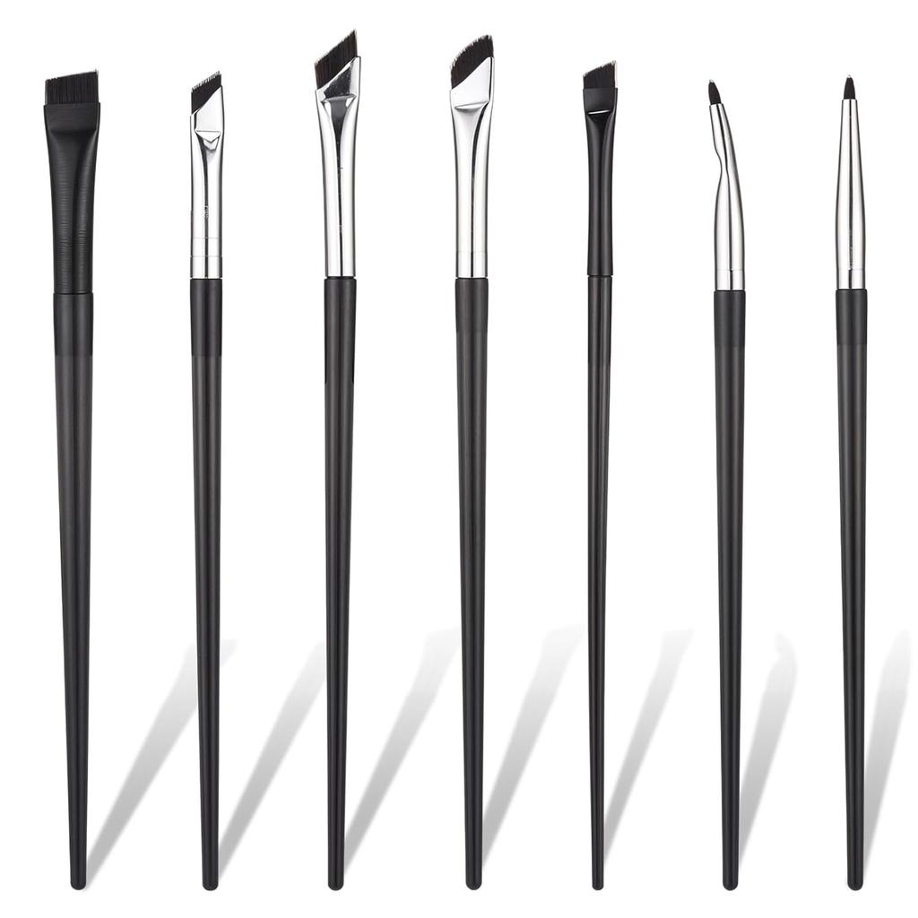 7 Pcs Eyeliner Brushes Set, Ultra Thin Flat Angle Eye Makeup Brush Slanted Angled Eyebrow Brushes Eye Liner Brush for Professional Makeup Application