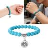 Stylish Adjustable Elastic Buddhas Bead Bracelet with Lotuses Charm Stretch Wristchain Accessories For Women Men