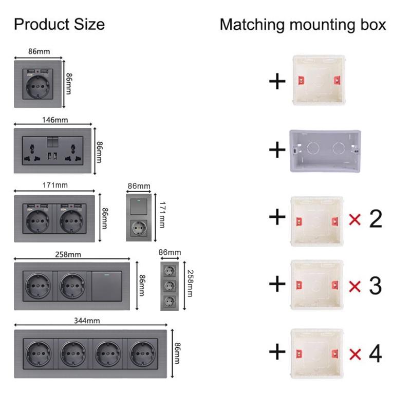 High Quality 3 Gang 1 Way Aluminum LED Panel Wall Light Switch Indicator Smart Life Waterproof Gold Colors Max Current 10A Max