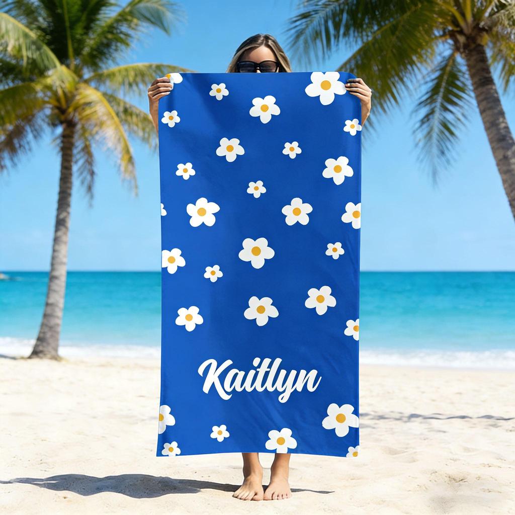 Personalisierbares Strandtuch mit individuellem Namen/Logo, Mikrofaserhandtuch, dünn, schnell trocknend, saugfähig für Strand, Schwimmen, Yoga, Bad, Sport