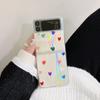 Pro pouzdro Samsung Galaxy Z Flip 3 Korejské Barevné Srdce Pro Samsung Z Flip 4 Zflip4 Luxusní Pevný PC Průhledný Kryt S Laserovou Jamkou