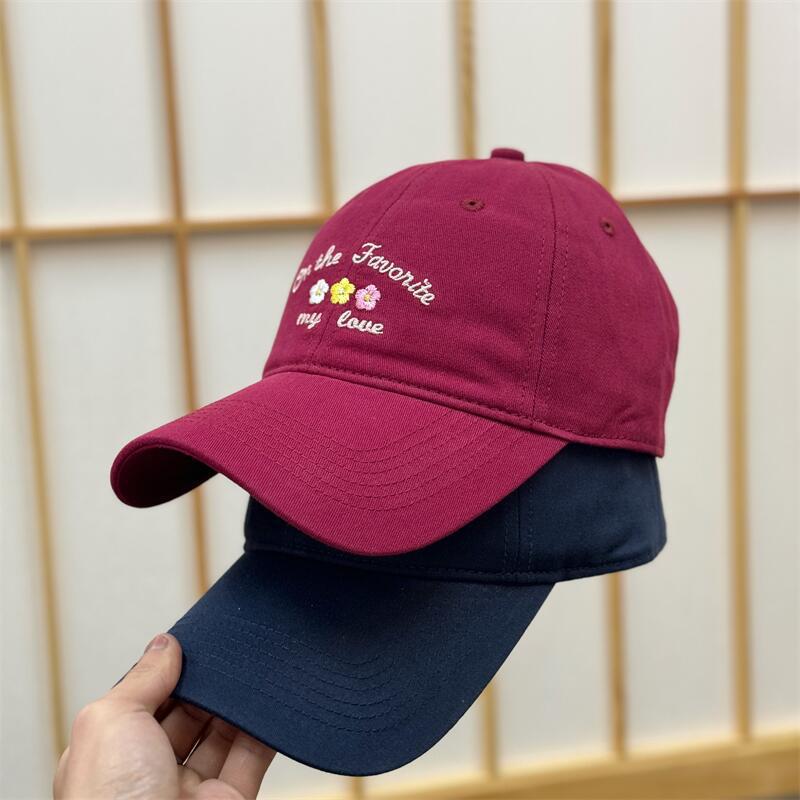 Spring And Summer Cartoon Flower Embroidery Cap Sunscreen Sunshade Soft Top Cute Face Small Baseball Cap Female