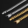 European Hip Hop Men's Necklace 12mm Ddiamante Buckle Stainless Steel Encryption Cuban Link Chain Real Gold Necklace