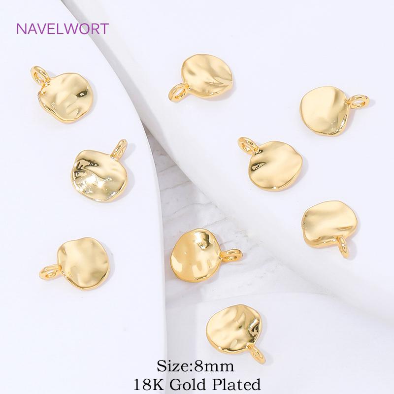 6/8MM 18K Gold Plated Irregular Round Charms For Bracelets,Brass Small Pendant Charms,DIY Necklace Jewelry Making Accessories