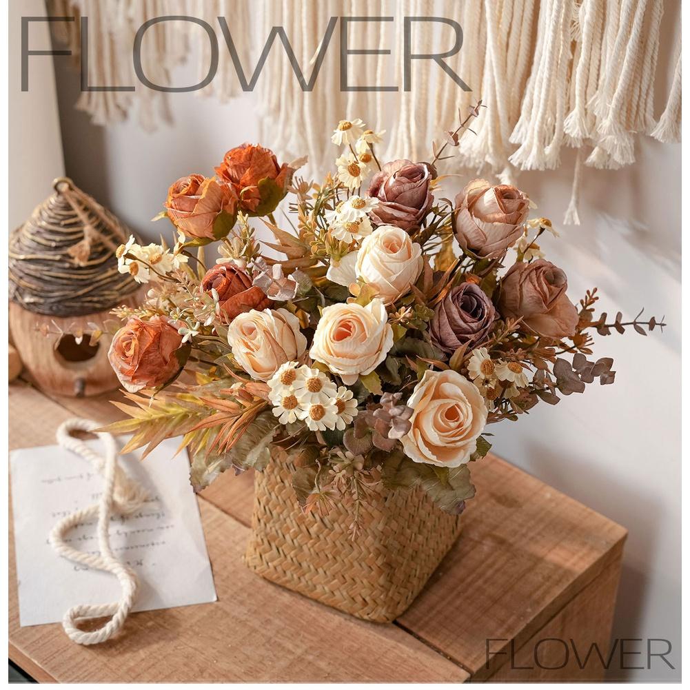 Lifelike Texture Faux Rose Bouquet Artificial Roses Cloth Petals