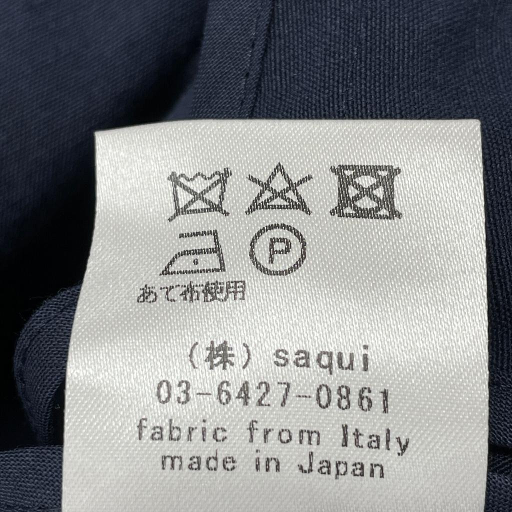 Saqui 20Stainless Steel Navy Gathered Collarless Spring Coat Coat 38 NavyUsed